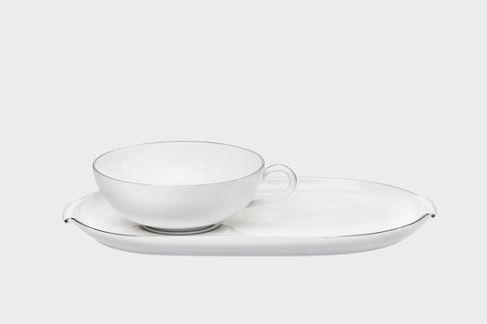 Teacup incl. tray | Lotus | Platinum edge